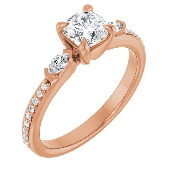 Claw-Prong Three-Stone Engagement Ring