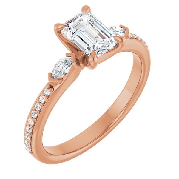 Claw-Prong Three-Stone Engagement Ring