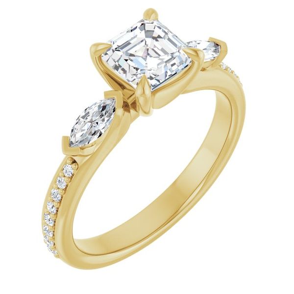 Claw-Prong Three-Stone Engagement Ring