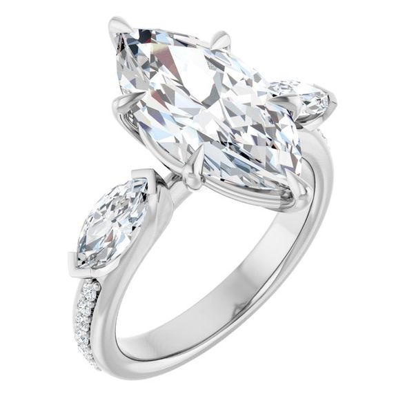 Claw-Prong Three-Stone Engagement Ring