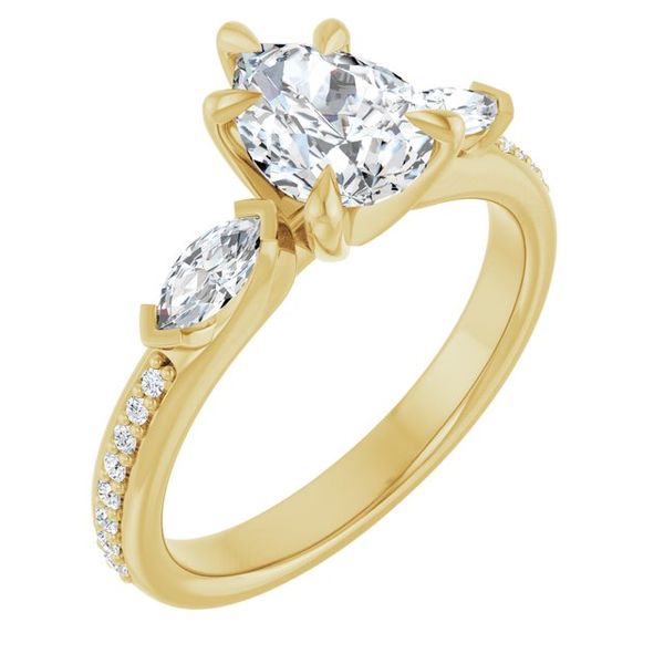 Claw-Prong Three-Stone Engagement Ring