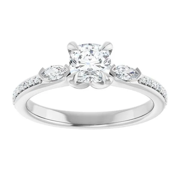 Claw-Prong Three-Stone Engagement Ring Image 3 Hudson Valley Goldsmith New Paltz, NY