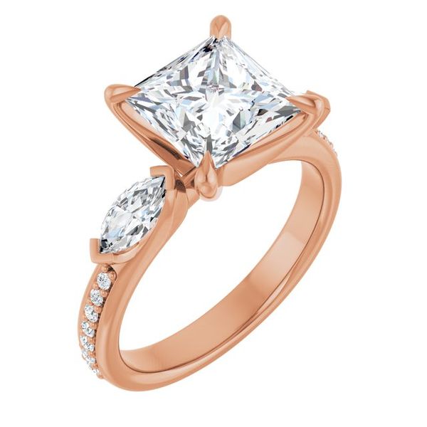 Claw-Prong Three-Stone Engagement Ring