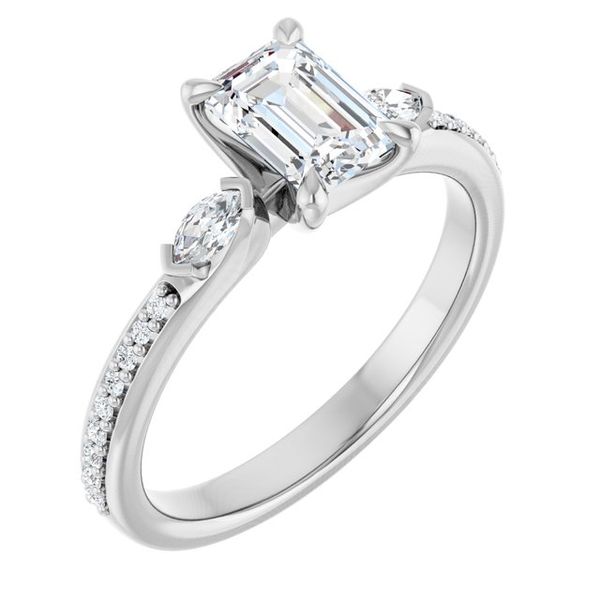 Claw-Prong Three-Stone Engagement Ring