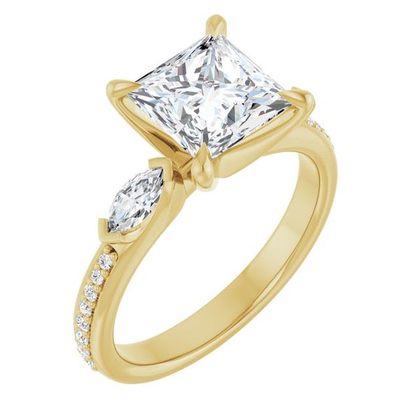 Claw-Prong Three-Stone Engagement Ring