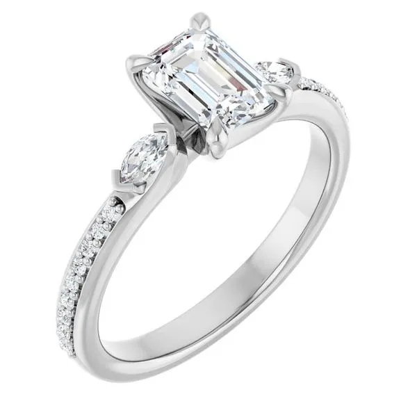 Claw-Prong Three-Stone Engagement Ring