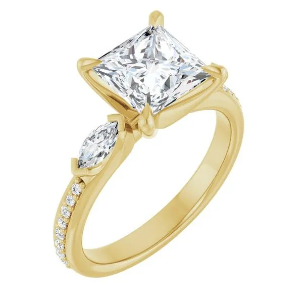 Claw-Prong Three-Stone Engagement Ring