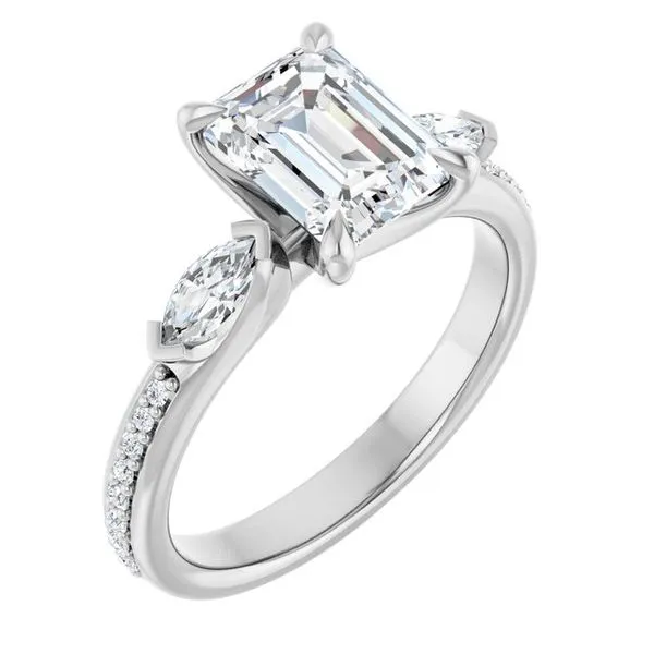 Claw-Prong Three-Stone Engagement Ring J. West Jewelers Round Rock, TX
