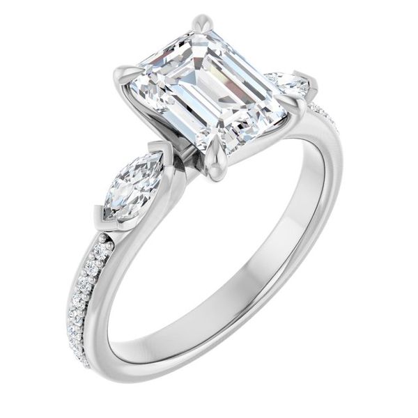 Claw-Prong Three-Stone Engagement Ring