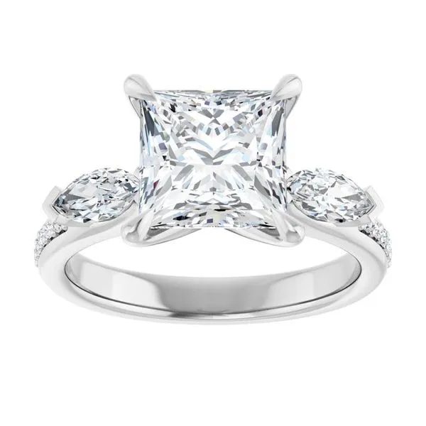 Claw-Prong Three-Stone Engagement Ring Image 3 Futer Bros Jewelers York, PA