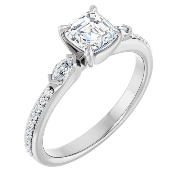 Claw-Prong Three-Stone Engagement Ring