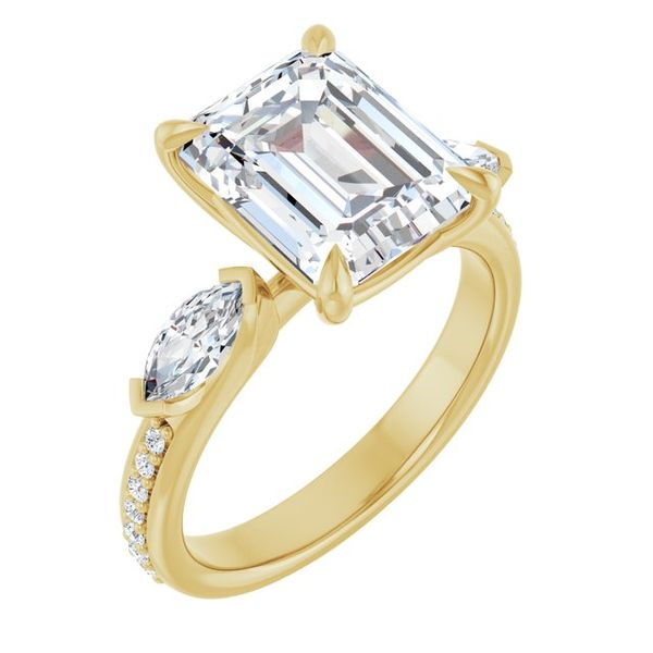 Claw-Prong Three-Stone Engagement Ring