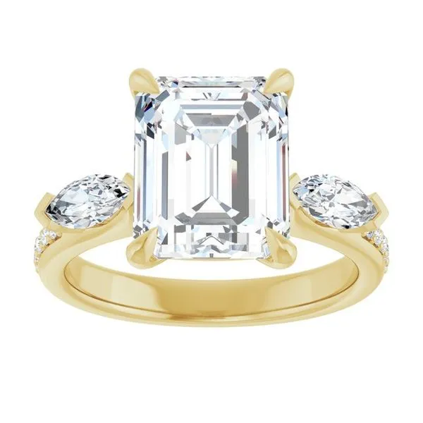 Claw-Prong Three-Stone Engagement Ring Image 3 J. Thomas Jewelers Rochester Hills, MI