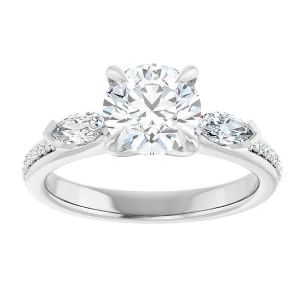 Claw-Prong Three-Stone Engagement Ring Image 3 Austin's Fine Diamonds & Jewelry Lyndhurst, NJ
