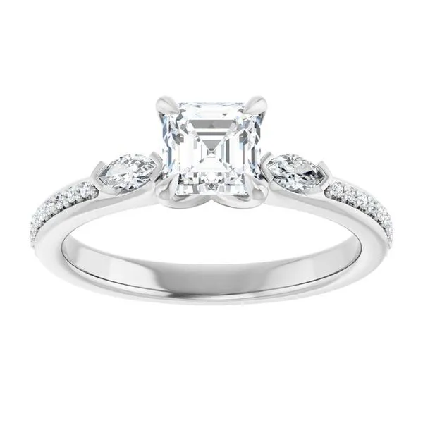 Claw-Prong Three-Stone Engagement Ring Image 3 Northwood Jewelers Northwood, OH