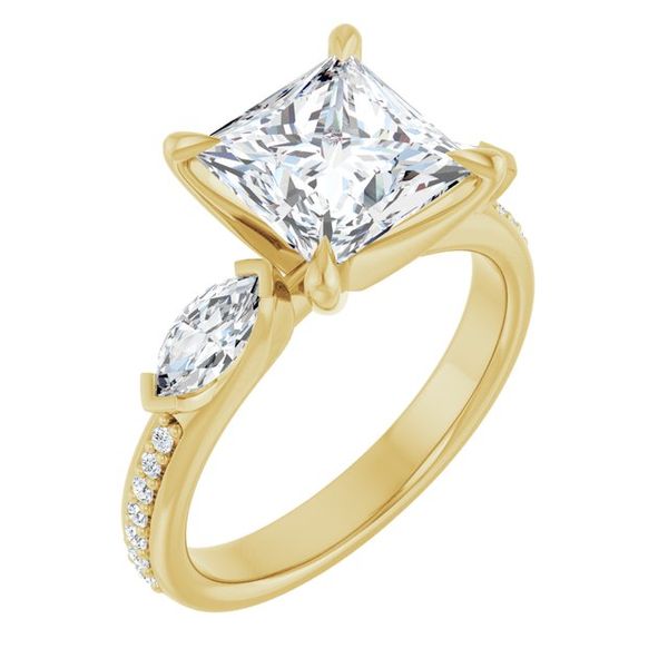 Claw-Prong Three-Stone Engagement Ring