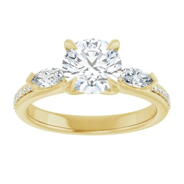 Claw-Prong Three-Stone Engagement Ring Image 3 Northwood Jewelers Northwood, OH
