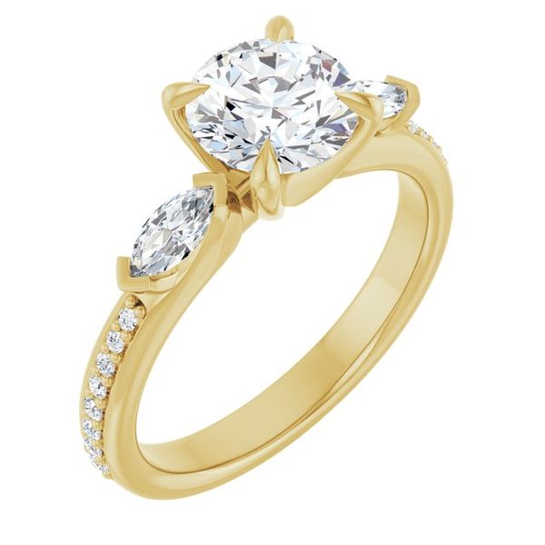 Claw-Prong Three-Stone Engagement Ring