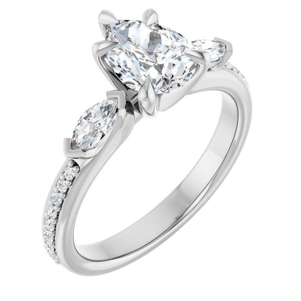 Claw-Prong Three-Stone Engagement Ring
