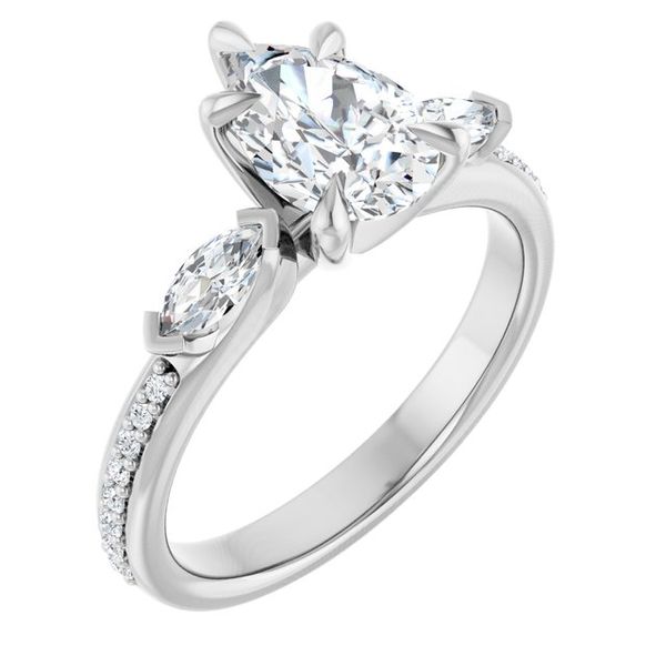 Claw-Prong Three-Stone Engagement Ring