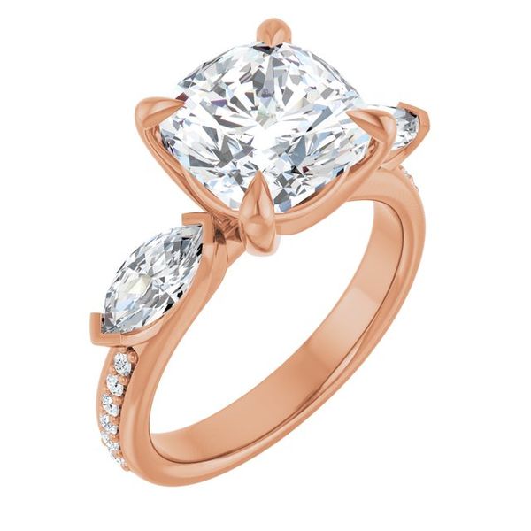 Claw-Prong Three-Stone Engagement Ring