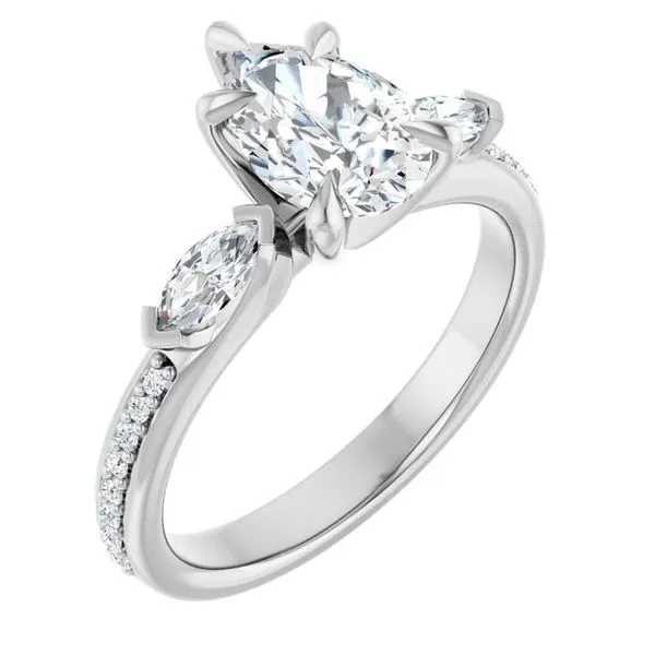 Claw-Prong Three-Stone Engagement Ring