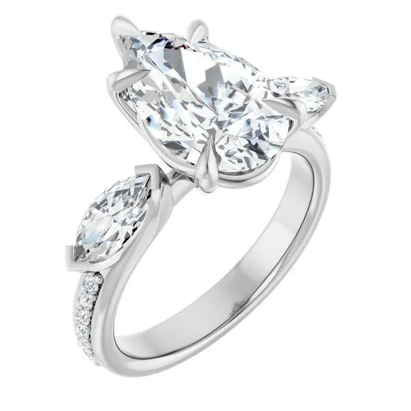 Claw-Prong Three-Stone Engagement Ring