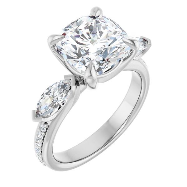 Claw-Prong Three-Stone Engagement Ring