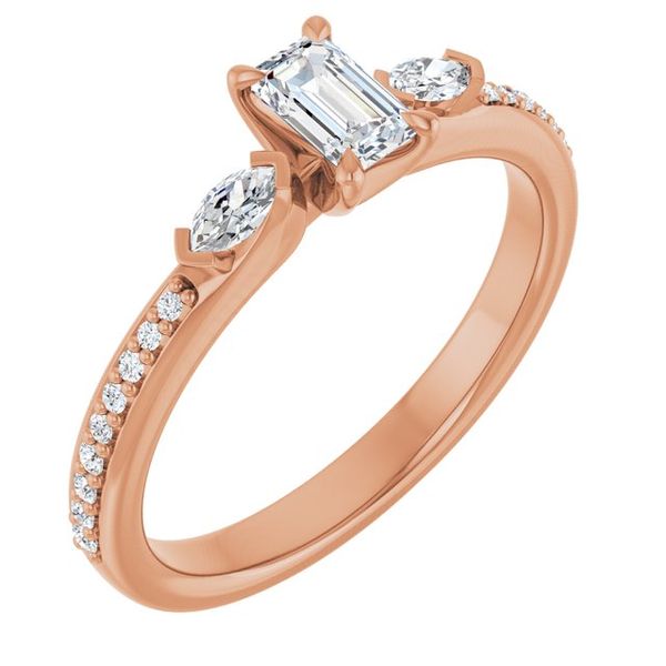 Claw-Prong Three-Stone Engagement Ring