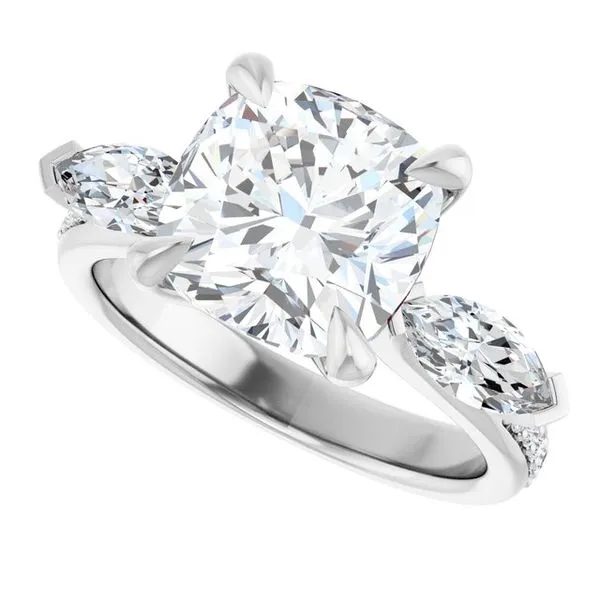 Claw-Prong Three-Stone Engagement Ring Image 5 J. Thomas Jewelers Rochester Hills, MI