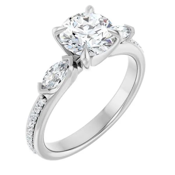 Claw-Prong Three-Stone Engagement Ring