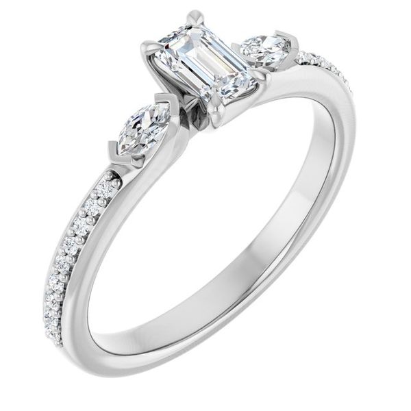 Claw-Prong Three-Stone Engagement Ring