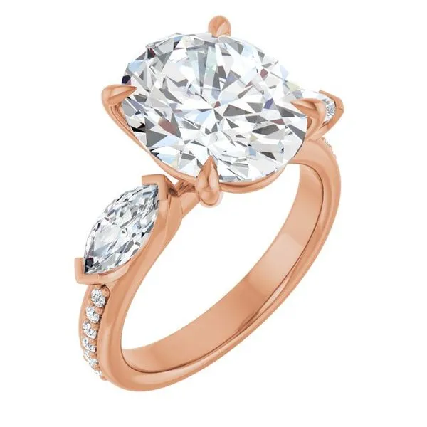 Claw-Prong Three-Stone Engagement Ring