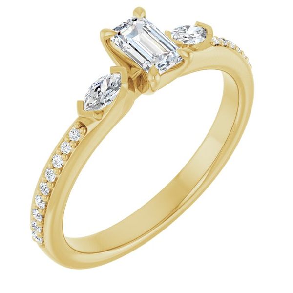 Claw-Prong Three-Stone Engagement Ring