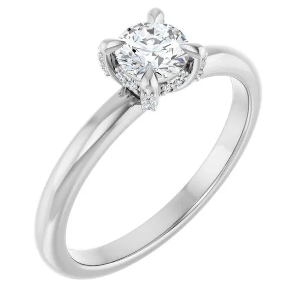 Claw-Prong Hidden Halo-Style Engagement Ring Hudson Valley Goldsmith New Paltz, NY