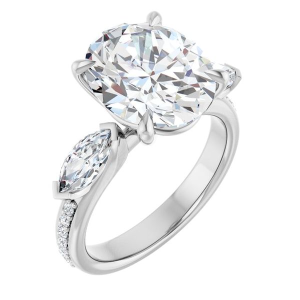 Claw-Prong Three-Stone Engagement Ring