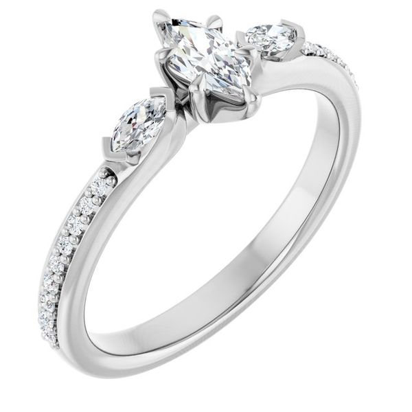 Claw-Prong Three-Stone Engagement Ring