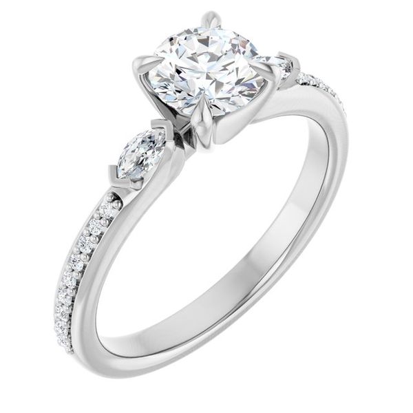 Claw-Prong Three-Stone Engagement Ring