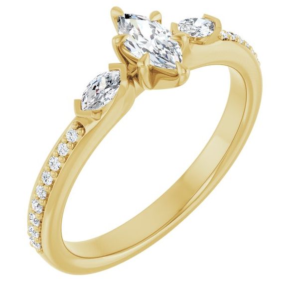 Claw-Prong Three-Stone Engagement Ring