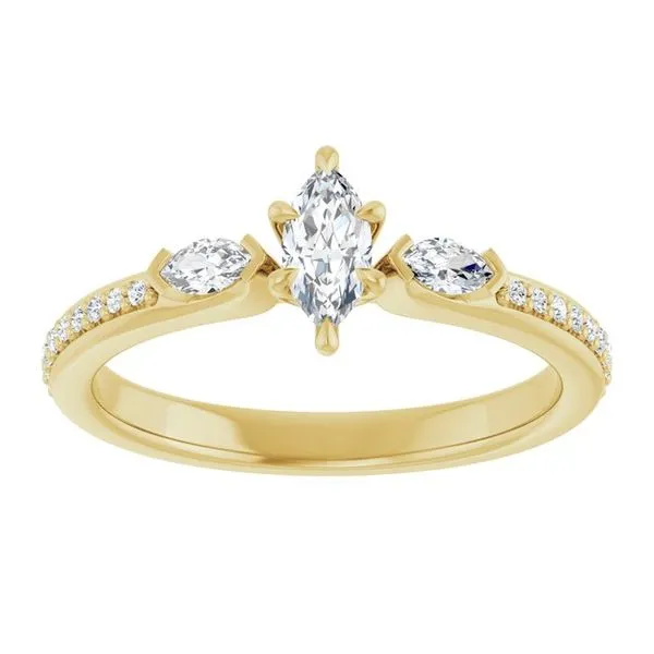 Claw-Prong Three-Stone Engagement Ring Image 3 Stuart Benjamin & Co. Jewelry Designs San Diego, CA