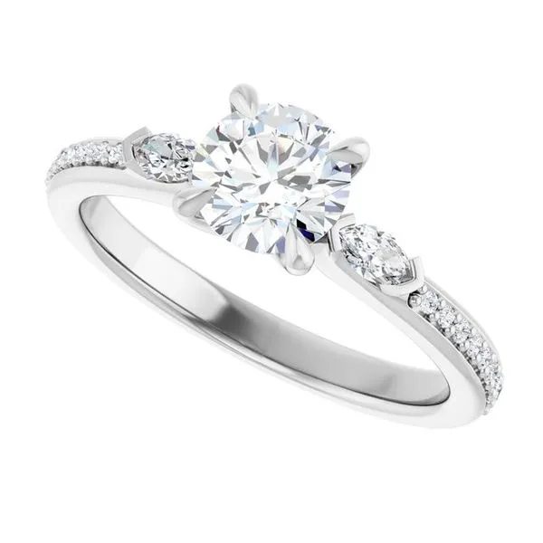 Claw-Prong Three-Stone Engagement Ring Image 5 J. West Jewelers Round Rock, TX