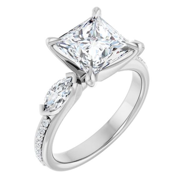 Claw-Prong Three-Stone Engagement Ring