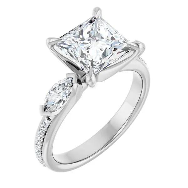 Claw-Prong Three-Stone Engagement Ring JF Jones Jewelers Rochester, NY