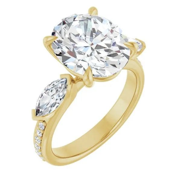 Claw-Prong Three-Stone Engagement Ring