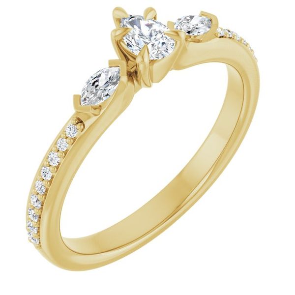 Claw-Prong Three-Stone Engagement Ring