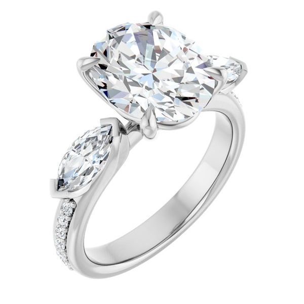 Claw-Prong Three-Stone Engagement Ring