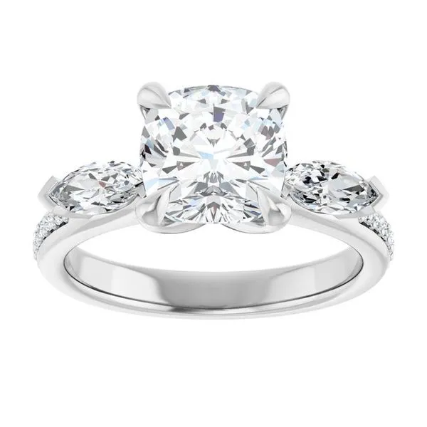 Claw-Prong Three-Stone Engagement Ring Image 3 J. Thomas Jewelers Rochester Hills, MI