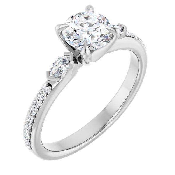 Claw-Prong Three-Stone Engagement Ring