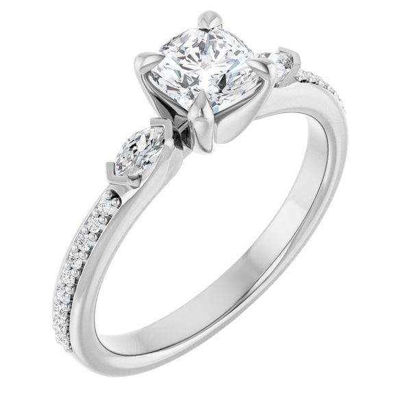 Claw-Prong Three-Stone Engagement Ring