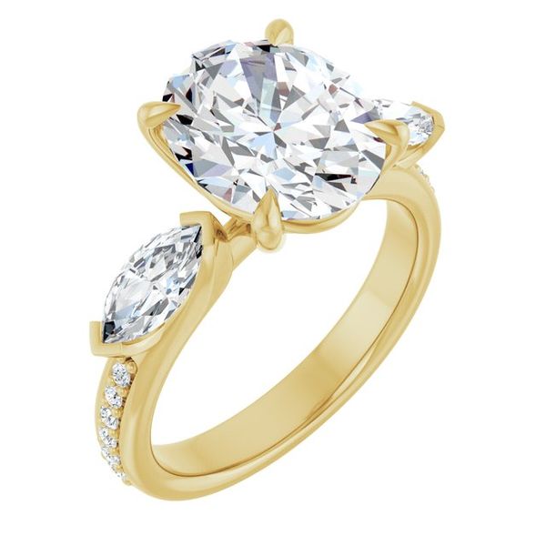 Claw-Prong Three-Stone Engagement Ring